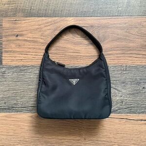 Prada Black Nylon Bag with Gold Logo
